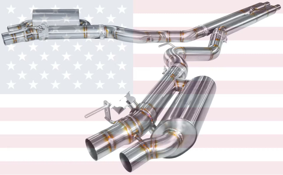 Hurricane 3,5" Abgasanlage für Ford Mustang Cabrio 5.0 Gen. 6 VFL 4-flutig FL-Optik US Verion