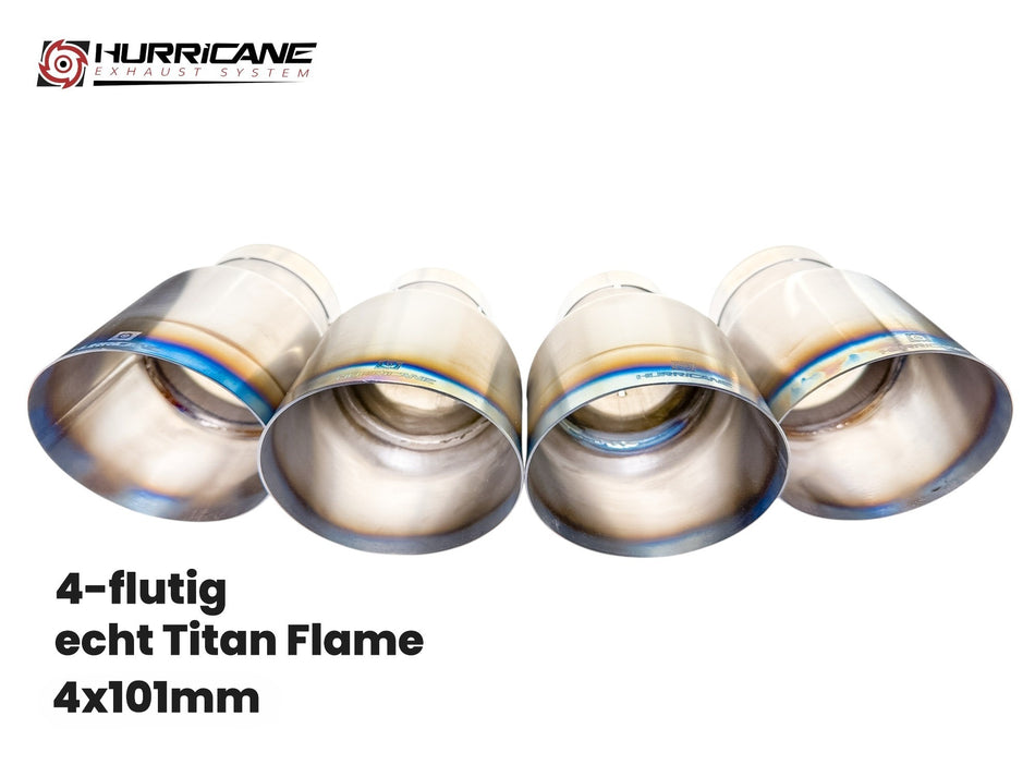 4-flutige Endrohre echt Titan Flame (101mm)