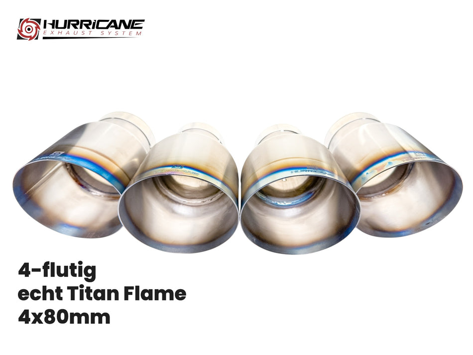 4-flutige Endrohre echt Titan Flame (80mm)