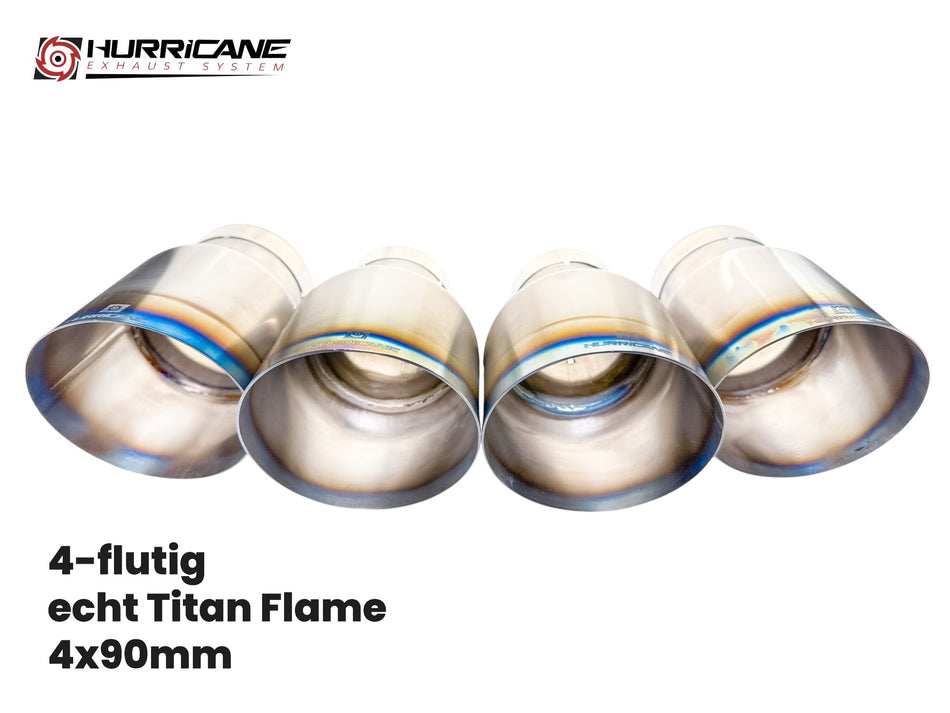 4-flutige Endrohre echt Titan Flame (90mm)