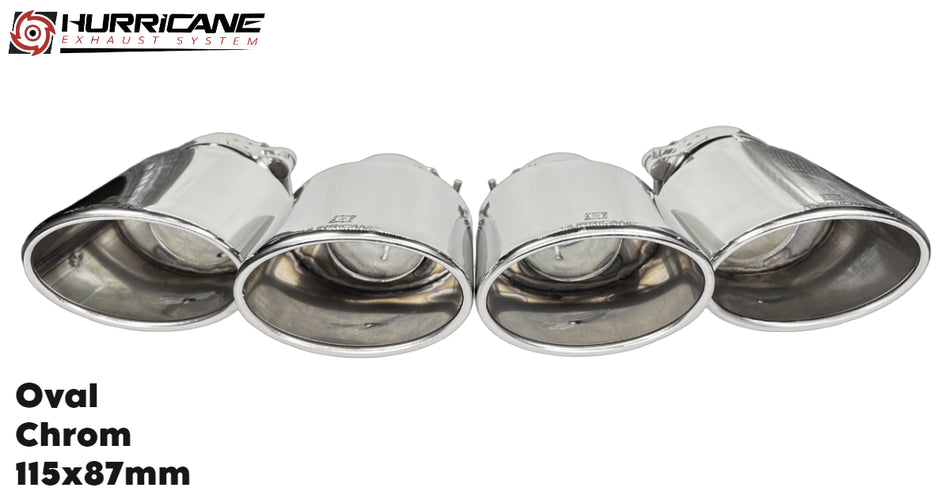 4-flutig Oval Chrom (115x87mm)