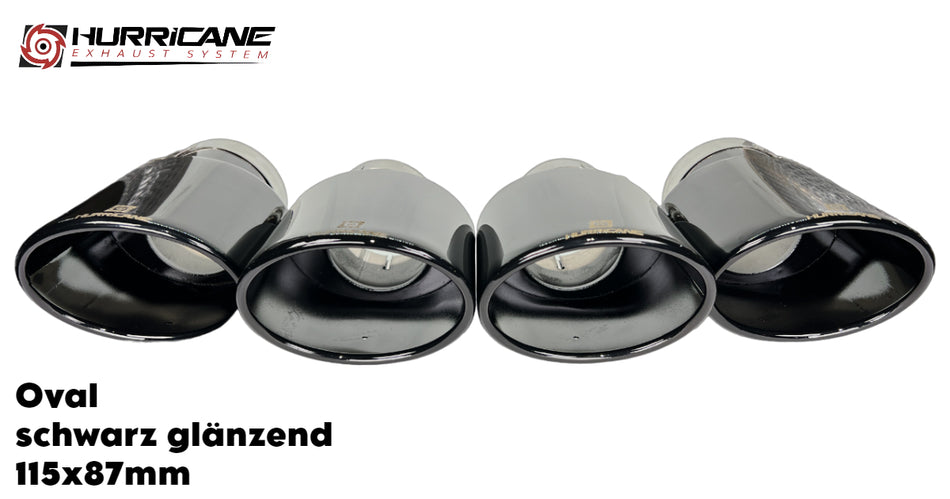 4-flutige Oval Schwarz Glänzend (115x87mm)