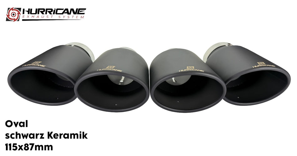 4-flutige Oval Schwarz Keramik (115x87mm)