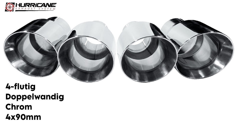 4-flutig Doppelwandig Chrom (4x90mm)