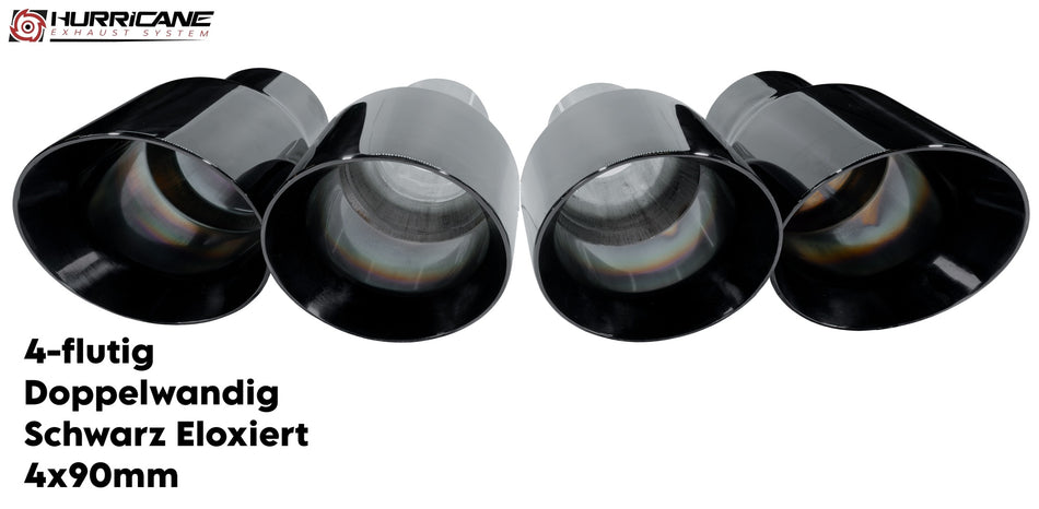 4-flutig Doppelwandig schwarz eloxiert (4x90mm)