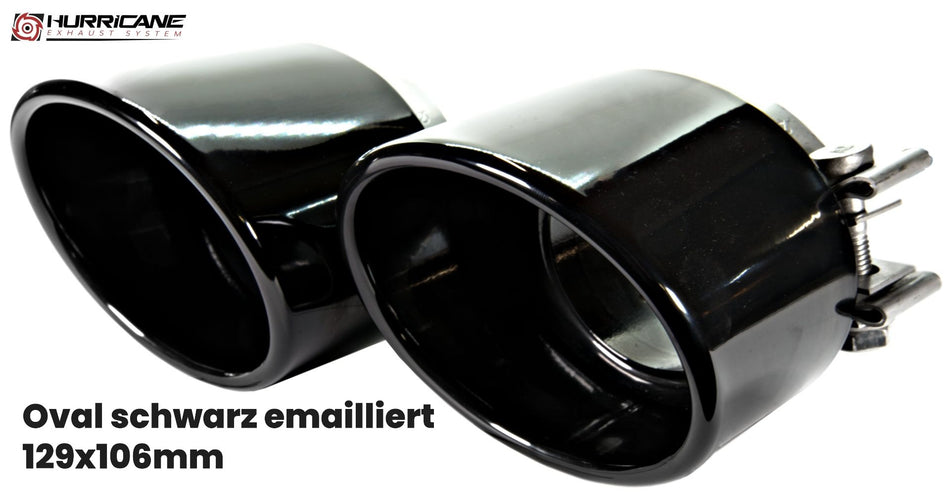Endrohre Oval schwarz emailliert (129x106mm)