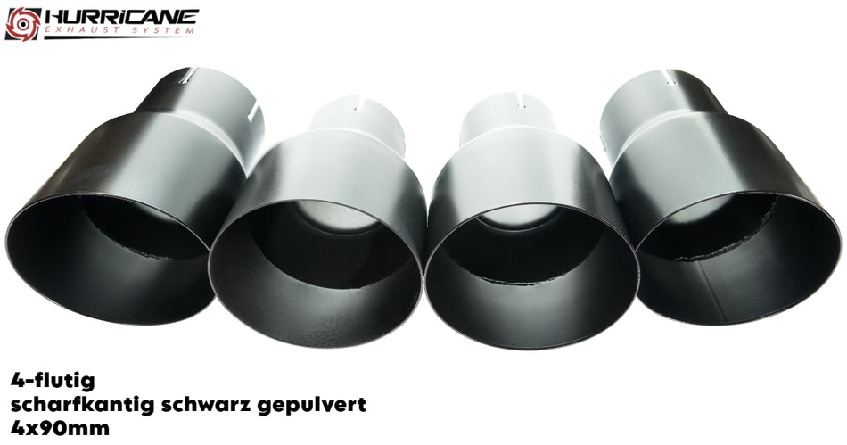 4-flutig rund scharfkantig schwarz gepulvert (4x90mm)