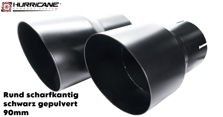 Rund Scharkantig Schwarz Matt gepulvert (90mm)