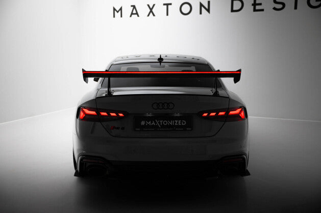 Carbon Heckspoiler Heckflügel mit Schwan Halterung + LED passend für Audi A5 / A5 S-Line / S5 / RS5 Coupe F5 / F5 FL