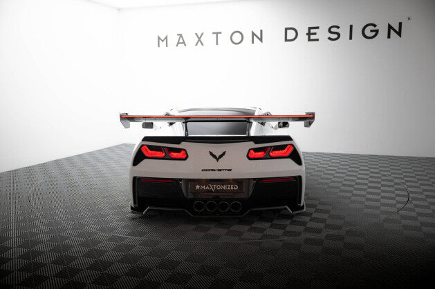 Carbon Heckspoiler Heckflügel mit Schwan Halterung + LED passend für Chevrolet Corvette Stingray / Grand Sport C7