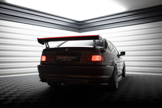 Carbon Heckspoiler Heckflügel Standfuß Außen + LED passend für BMW 3er Coupe E46