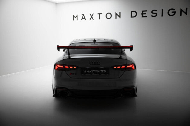 Carbon Heckspoiler Heckflügel Standfuß Außen V.1 + LED passend für Audi A5 / A5 S-Line / S5 / RS5 Coupe F5 / F5 FL