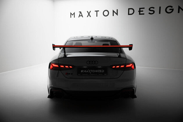 Carbon Heckspoiler Heckflügel Standfuß Außen V.2 + LED passend für Audi A5 / A5 S-Line / S5 / RS5 Coupe F5 / F5 FL