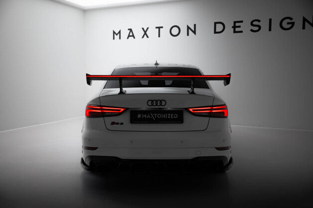 Carbon Heckspoiler Heckflügel Standfuß Innen + LED passend für Audi A3 / A3 S-Line / S3 / RS3 Limousine 8V / 8V FL