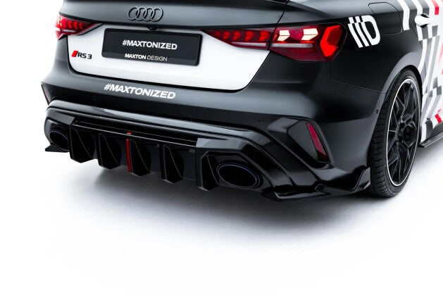 Diffusor Flaps V.2 passend für Audi RS3 Limousine 8Y Facelift schwarz Hochglanz