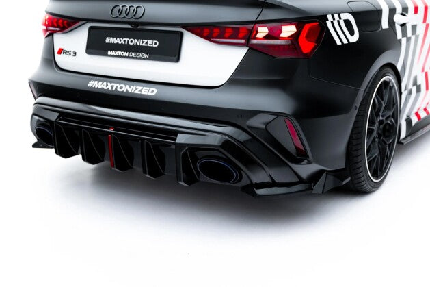 Diffusor Flaps V.3 passend für Audi RS3 Limousine 8Y Facelift schwarz Hochglanz