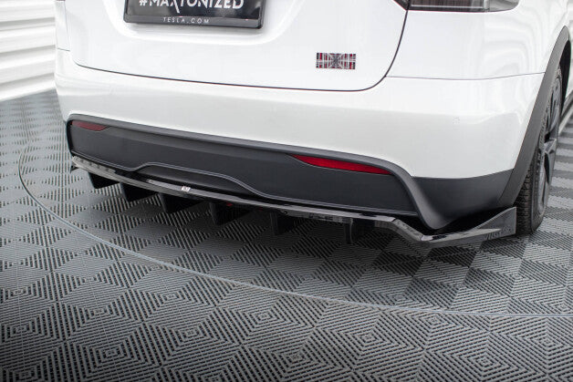 Diffusor Heckansatz passend für Tesla Model X Mk1 FL schwarz Hochglanz