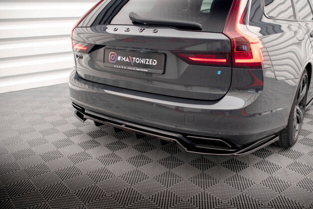 Diffusor Heckansatz passend für Volvo V90 / S90 R-Design Mk2 schwarz Hochglanz