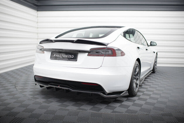 Diffusor Heckansatz V.1 passend für Tesla Model S Plaid Mk1 FL schwarz Hochglanz