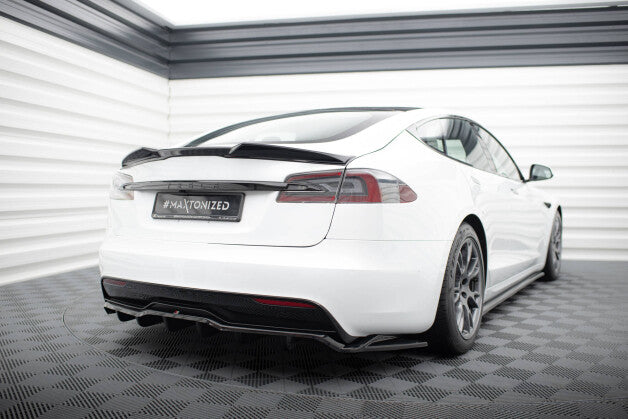 Diffusor Heckansatz V.2 passend für Tesla Model S Plaid Mk1 FL schwarz Hochglanz