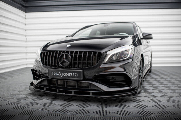 Front Stoßstange Flaps passend für Mercedes A AMG-Line W176 FL schwarz Hochglanz