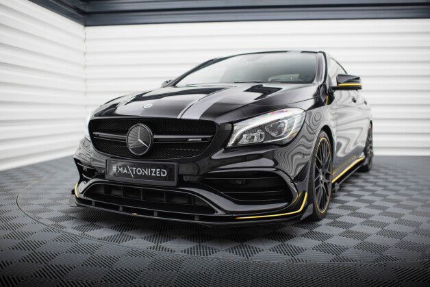 Front Stoßstange Flaps passend für Mercedes-AMG CLA 45 Aero C117 FL schwarz Hochglanz