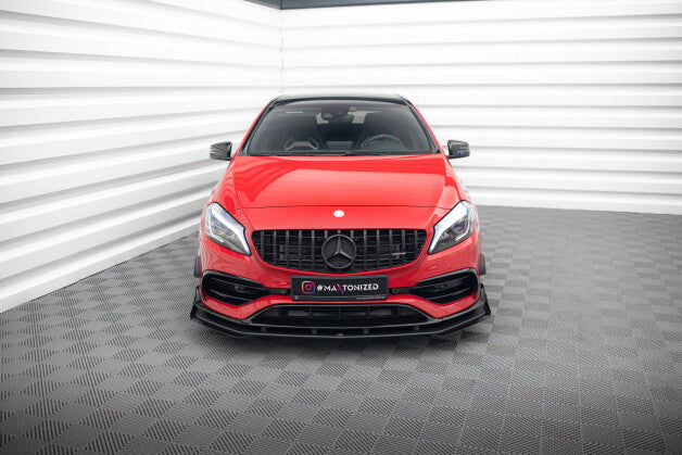 Frontlippe + Flaps passend für Mercedes A 45 AMG Aero W176 FL schwarz Hochglanz