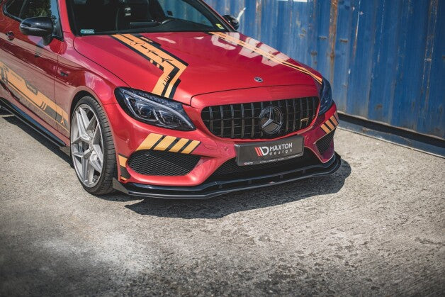 Frontlippe + Flaps passend für Mercedes AMG C43 Coupe C205 roter Kern + Hochglanz Flaps