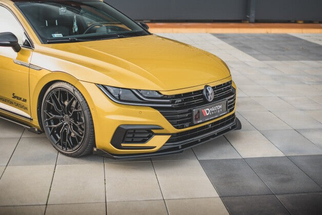 Frontlippe + Flaps passend für VW Arteon R-Line Limousine / Shooting Brake Mk1 schwarz Hochglanz