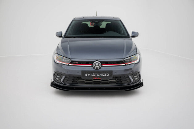 Frontlippe + Flaps passend für VW Polo GTI Mk6 FL roter Kern + Hochglanz Flaps
