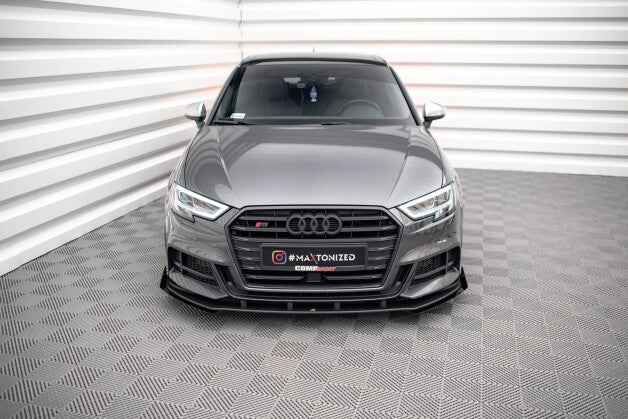 Frontlippe + Flaps V.1 passend für Audi S3 / A3 S-Line Sportback 8V FL schwarz Hochglanz