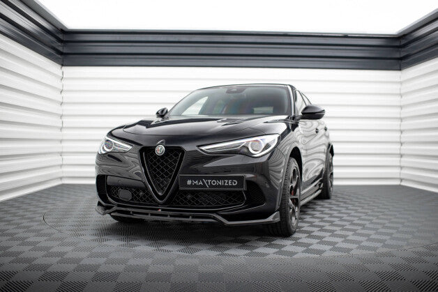 Frontlippe passend für Alfa Romeo Stelvio Quadrifoglio Mk1 schwarz Hochglanz