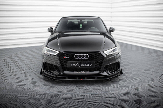 Frontlippe passend für Audi RS3 Limousine 8V FL roter Kern + Hochglanz Flaps