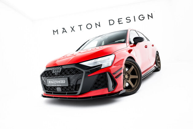 Frontlippe passend für Audi RS3 Sportback 8Y FL schwarz matt + Hochglanz Flaps
