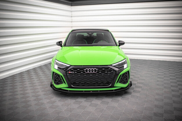 Frontlippe passend für Audi RS3 Sportback + Limo 8Y roter Kern + Hochglanz Flaps