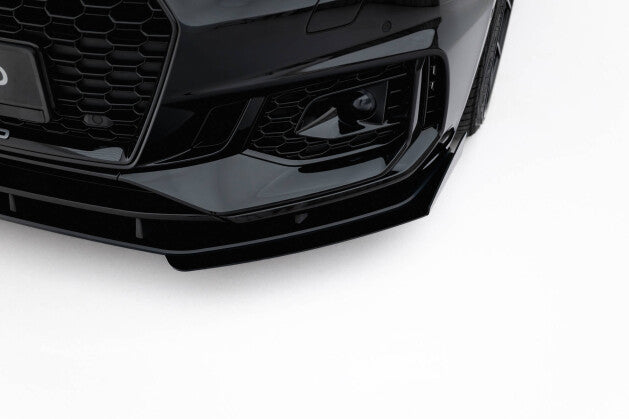 Frontlippe passend für Audi RS5 Coupe / Sportback F5 schwarz matt + Hochglanz Flaps