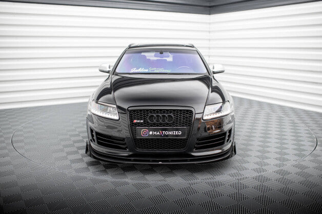 Frontlippe passend für Audi RS6 Avant C6 roter Kern + Hochglanz Flaps