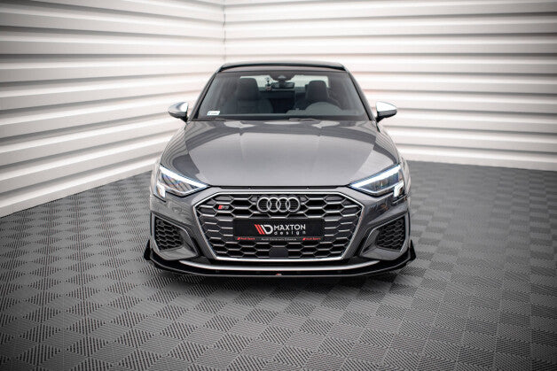 Frontlippe passend für Audi S3 / A3 S-Line 8Y schwarz matt + Hochglanz Flaps