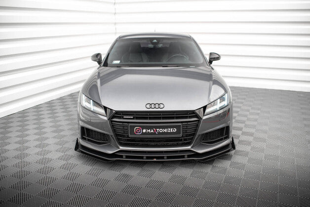 Frontlippe passend für Audi TT S / S-Line 8S schwarz matt + Hochglanz Flaps