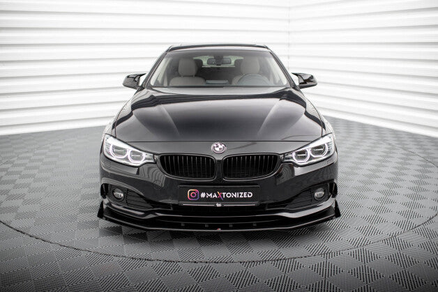 Frontlippe passend für BMW 4er Gran Coupe F36 schwarz matt + Hochglanz Flaps