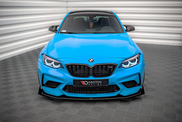 Frontlippe passend für BMW M2 Competition F87 roter Kern + Hochglanz Flaps