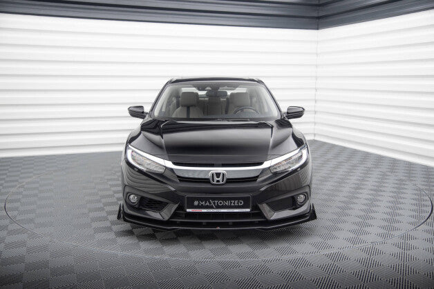 Frontlippe passend für Honda Civic Mk10 roter Kern + Hochglanz Flaps