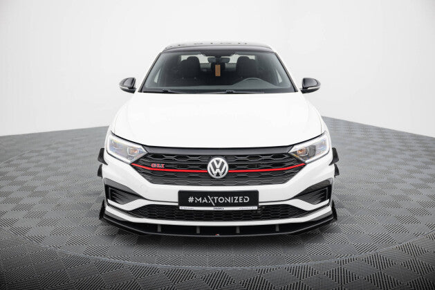 Frontlippe passend für VW Jetta GLI Mk7 roter Kern + Hochglanz Flaps