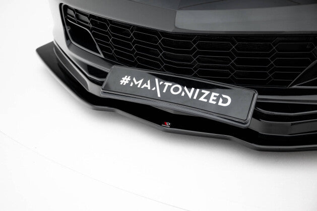 Frontlippe V.1 passend für Chevrolet Corvette Stingray / Z06 C7 schwarz Hochglanz