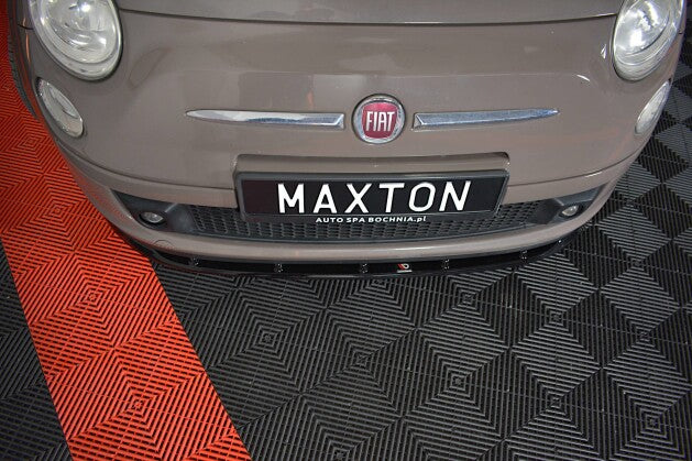 Frontlippe V.1 passend für Fiat 500 Hatchback vor FL schwarz Hochglanz