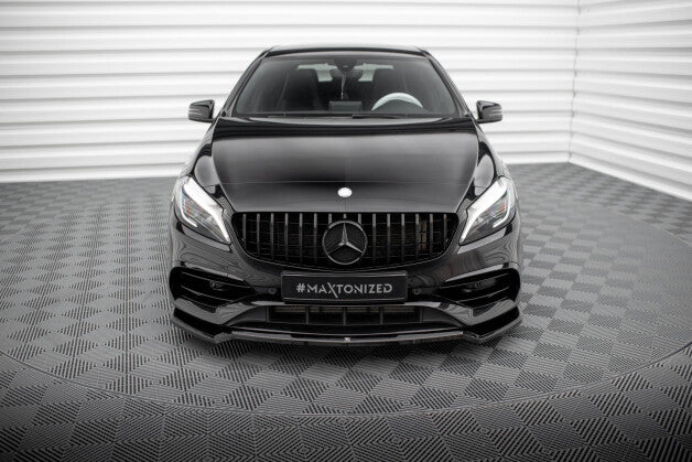 Frontlippe V.1 passend für Mercedes A AMG-Line W176 FL schwarz Hochglanz
