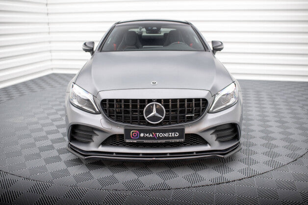 Frontlippe V.1 passend für Mercedes-AMG C43 Coupe / Cabrio / Limousine / Kombi C205 / A205 / W205 / S205 FL schwarz Hochglanz
