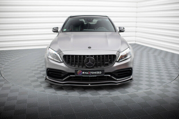Frontlippe V.1 passend für Mercedes-AMG C63 Limousine / Kombi W205 FL schwarz Hochglanz