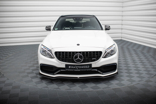 Frontlippe V.1 passend für Mercedes-AMG C63 Limousine / Kombi W205 / S205 schwarz Hochglanz