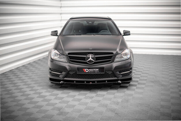 Frontlippe V.1 passend für Mercedes C Coupe / Limousine / Kombi AMG-Line C204 / W204 FL / S204 FL schwarz Hochglanz